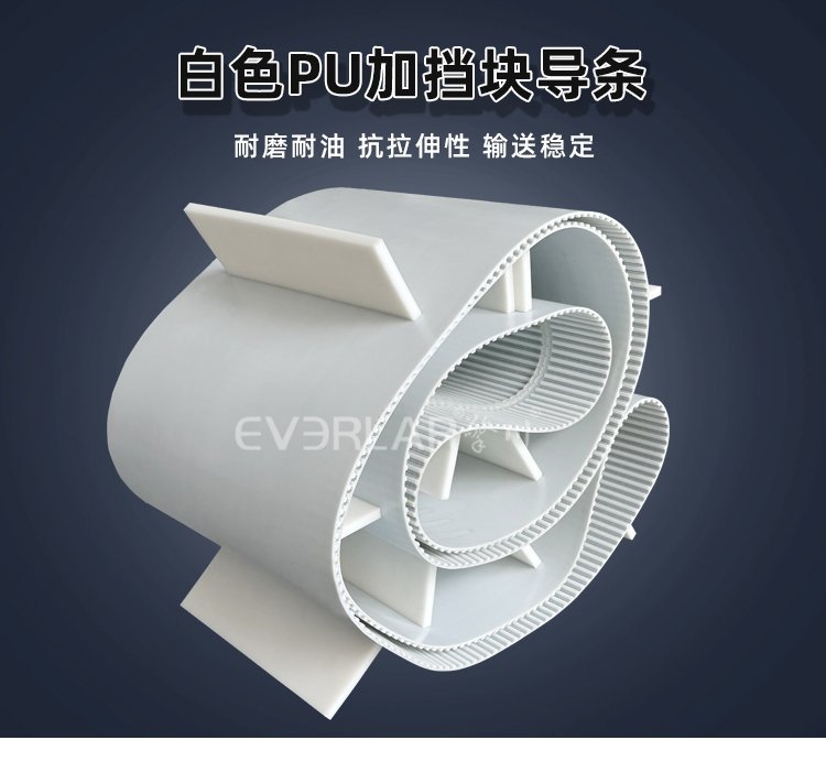 白色 PU 同步带配挡板：纯白坚韧，稳传无忧
